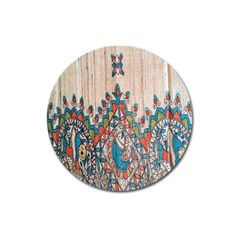 Blue Brown Cloth Design Magnet 3  (round)