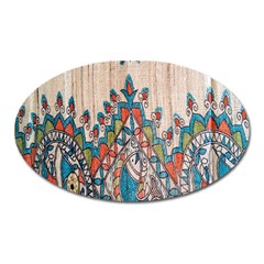 Blue Brown Cloth Design Oval Magnet