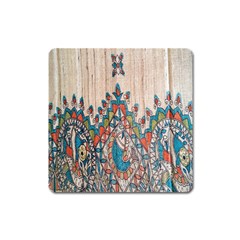 Blue Brown Cloth Design Square Magnet by Simbadda