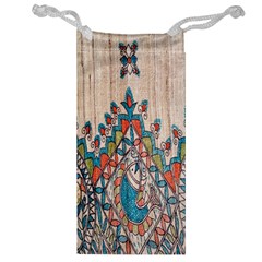 Blue Brown Cloth Design Jewelry Bag by Simbadda