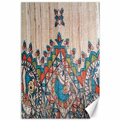 Blue Brown Cloth Design Canvas 24  X 36  by Simbadda