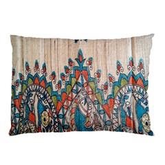 Blue Brown Cloth Design Pillow Case by Simbadda