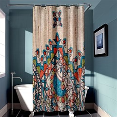 Blue Brown Cloth Design Shower Curtain 36  X 72  (stall) 