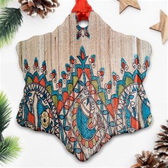 Blue Brown Cloth Design Ornament (snowflake)