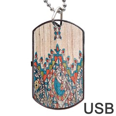 Blue Brown Cloth Design Dog Tag Usb Flash (two Sides)