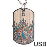 Blue Brown Cloth Design Dog Tag USB Flash (Two Sides) Front