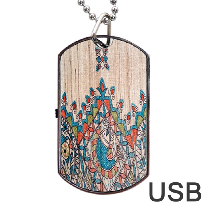 Blue Brown Cloth Design Dog Tag USB Flash (Two Sides)