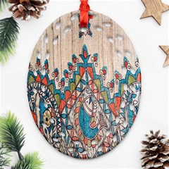 Blue Brown Cloth Design Ornament (oval Filigree)