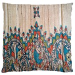 Blue Brown Cloth Design Large Flano Cushion Case (One Side) Front