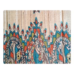 Blue Brown Cloth Design Double Sided Flano Blanket (large) 