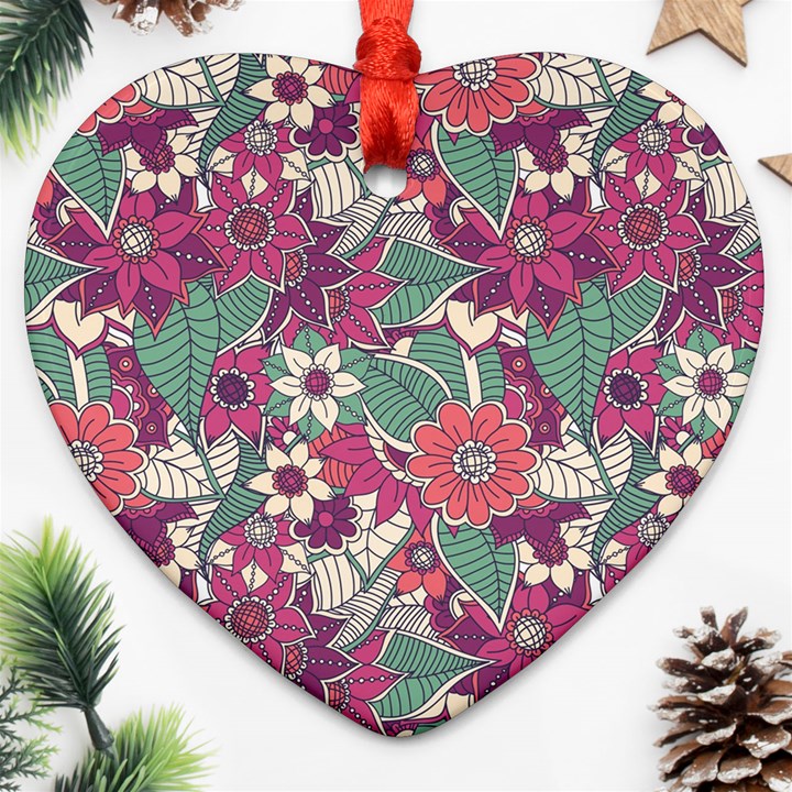 Seamless Floral Pattern Background Ornament (Heart)