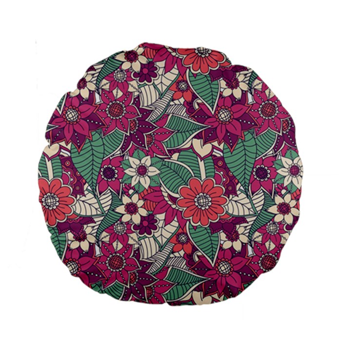 Seamless Floral Pattern Background Standard 15  Premium Round Cushions