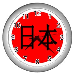 Japan Japanese Rising Sun Culture Wall Clocks (silver)  by Simbadda