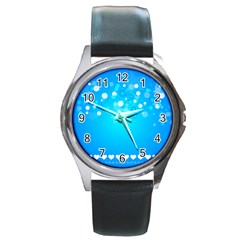 Blue Dot Star Round Metal Watch