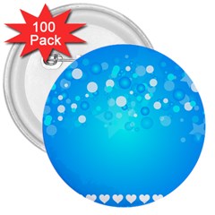 Blue Dot Star 3  Buttons (100 Pack) 