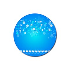 Blue Dot Star Rubber Round Coaster (4 Pack) 