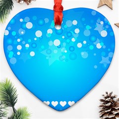 Blue Dot Star Heart Ornament (two Sides) by Simbadda