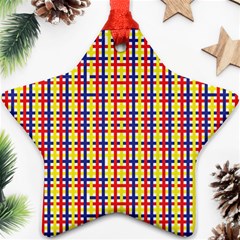 Yellow Blue Red Lines Color Pattern Ornament (star)