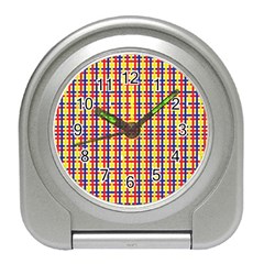 Yellow Blue Red Lines Color Pattern Travel Alarm Clocks by Simbadda