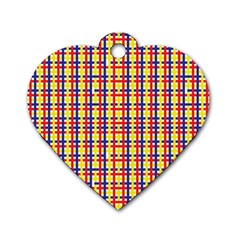 Yellow Blue Red Lines Color Pattern Dog Tag Heart (two Sides) by Simbadda