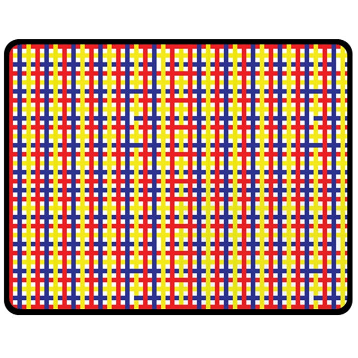 Yellow Blue Red Lines Color Pattern Fleece Blanket (Medium) 