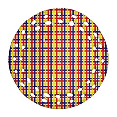 Yellow Blue Red Lines Color Pattern Ornament (round Filigree) by Simbadda