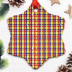 Yellow Blue Red Lines Color Pattern Ornament (snowflake)