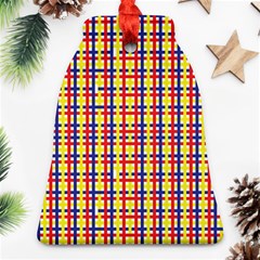 Yellow Blue Red Lines Color Pattern Bell Ornament (two Sides)