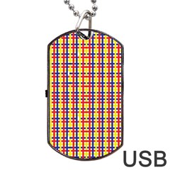 Yellow Blue Red Lines Color Pattern Dog Tag Usb Flash (one Side)