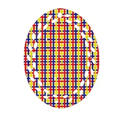 Yellow Blue Red Lines Color Pattern Ornament (oval Filigree)