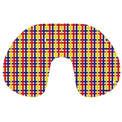 Yellow Blue Red Lines Color Pattern Travel Neck Pillows by Simbadda