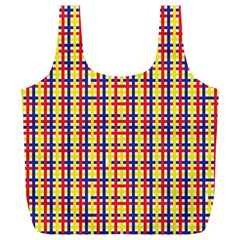 Yellow Blue Red Lines Color Pattern Full Print Recycle Bags (l) 