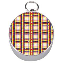 Yellow Blue Red Lines Color Pattern Silver Compasses by Simbadda