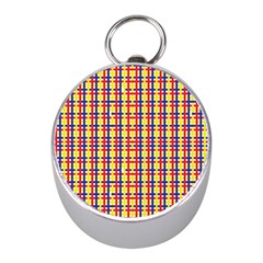 Yellow Blue Red Lines Color Pattern Mini Silver Compasses by Simbadda