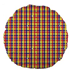 Yellow Blue Red Lines Color Pattern Large 18  Premium Flano Round Cushions