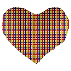 Yellow Blue Red Lines Color Pattern Large 19  Premium Flano Heart Shape Cushions