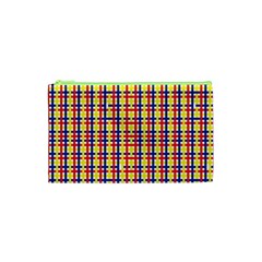 Yellow Blue Red Lines Color Pattern Cosmetic Bag (xs) by Simbadda