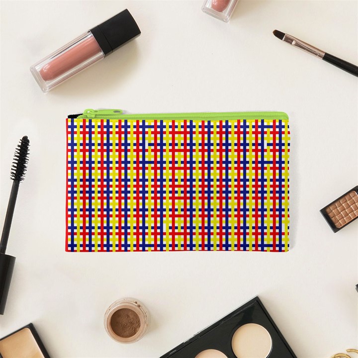 Yellow Blue Red Lines Color Pattern Cosmetic Bag (XS)