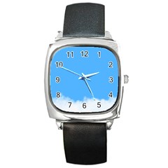 Blue Sky Clouds Day Square Metal Watch