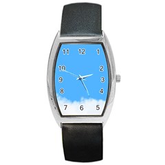 Blue Sky Clouds Day Barrel Style Metal Watch