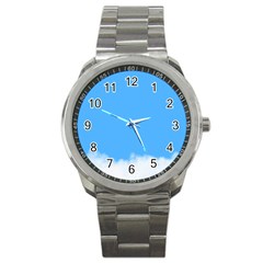 Blue Sky Clouds Day Sport Metal Watch by Simbadda