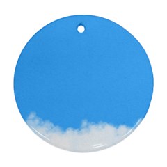 Blue Sky Clouds Day Round Ornament (two Sides) by Simbadda