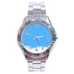 Blue Sky Clouds Day Stainless Steel Analogue Watch