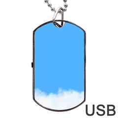 Blue Sky Clouds Day Dog Tag Usb Flash (two Sides) by Simbadda