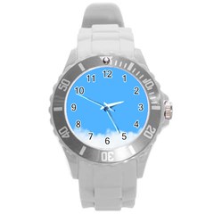 Blue Sky Clouds Day Round Plastic Sport Watch (L)