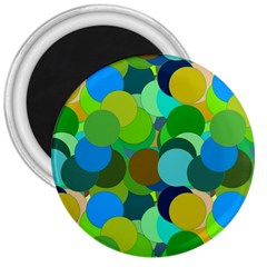 Green Aqua Teal Abstract Circles 3  Magnets by Simbadda