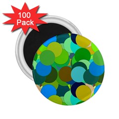 Green Aqua Teal Abstract Circles 2 25  Magnets (100 Pack)  by Simbadda