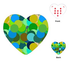 Green Aqua Teal Abstract Circles Playing Cards (heart) 