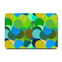 Green Aqua Teal Abstract Circles Small Doormat  by Simbadda