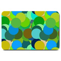 Green Aqua Teal Abstract Circles Large Doormat  by Simbadda